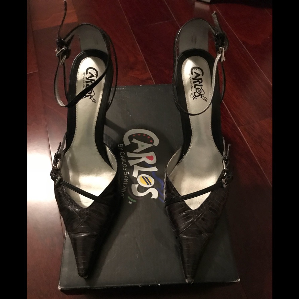 Carlos Santana sandal  pointy toe-black snake skin
